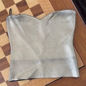 Metallic gold Zara Strapless Top